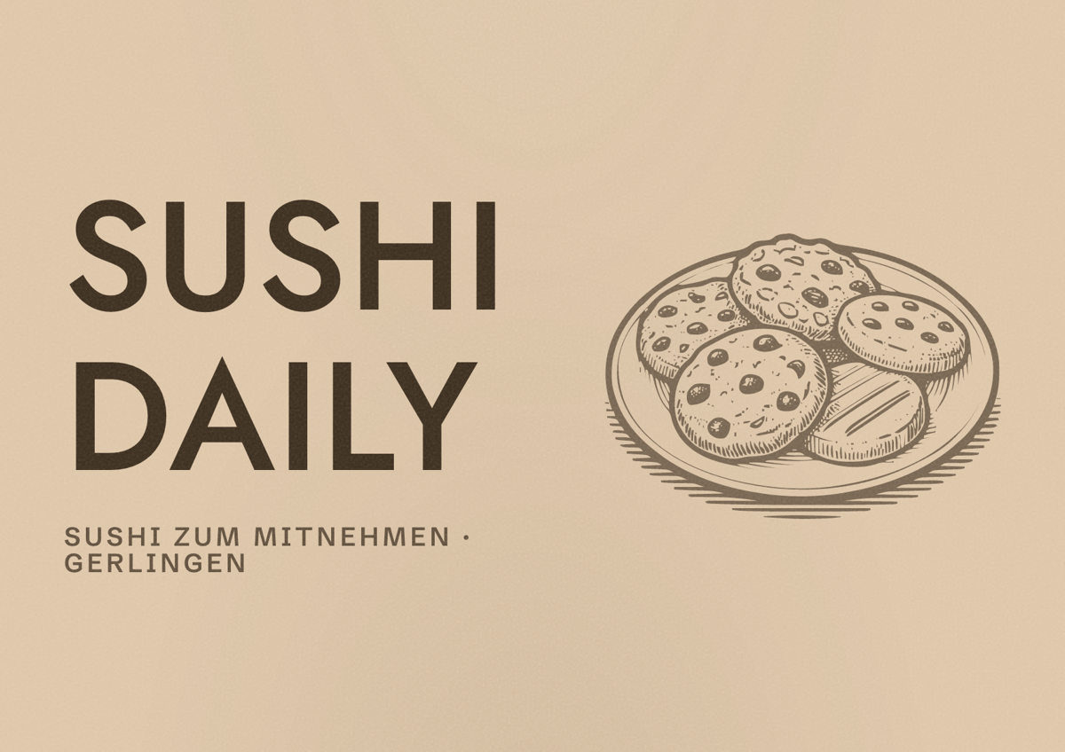 Illustriertes Poster von Sushi Daily, Sushi zum Mitnehmen in Gerlingen