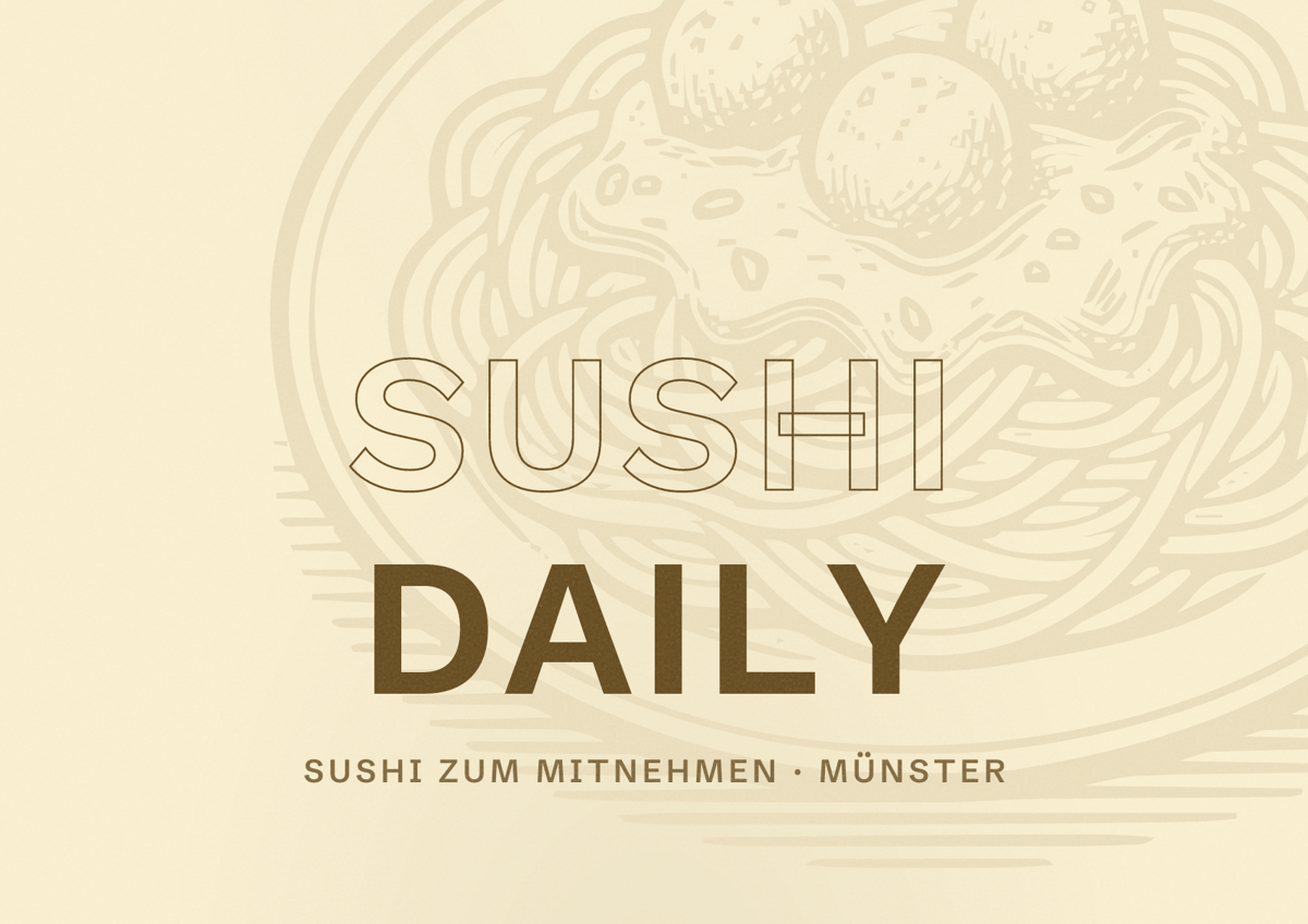 Illustriertes Poster von Sushi Daily, Sushi zum Mitnehmen in Münster