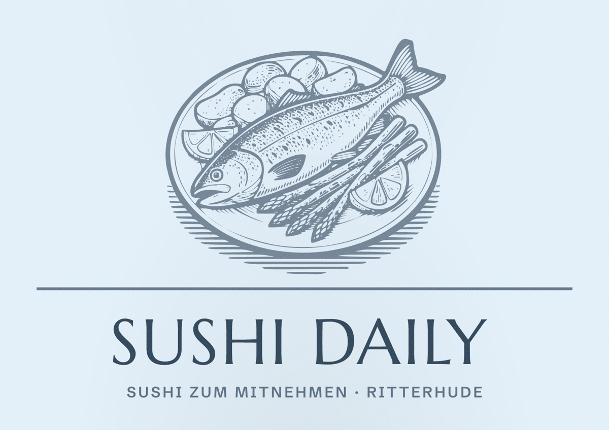 Illustriertes Poster von Sushi Daily, Sushi zum Mitnehmen in Ritterhude