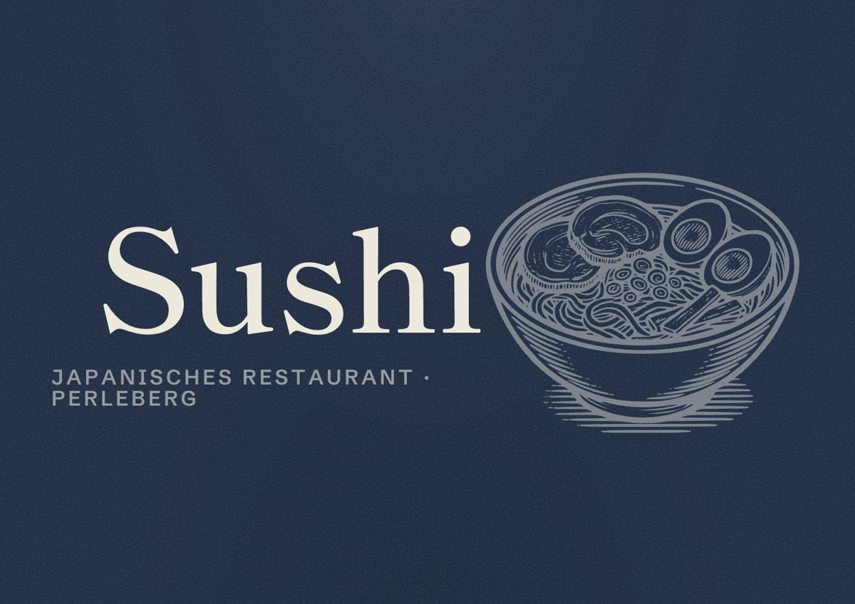 Illustriertes Poster von Sushi, Japanisches Restaurant in Perleberg