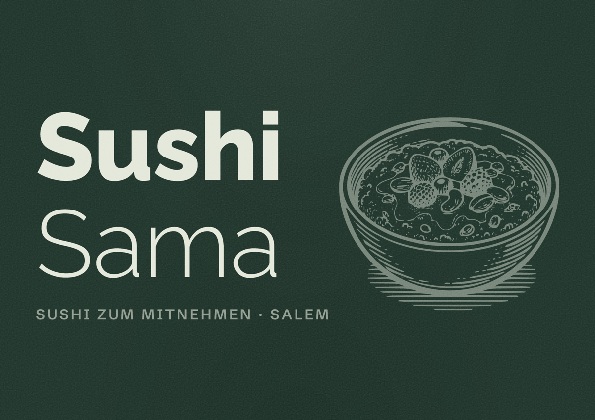 Illustriertes Poster von Sushi Sama, Sushi zum Mitnehmen in Salem
