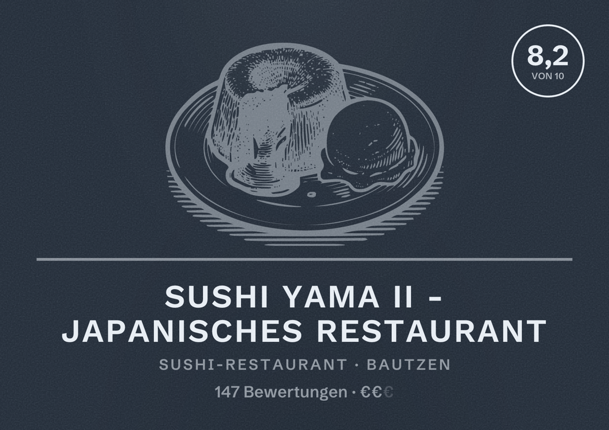 Illustriertes Poster von Sushi Yama II - Japanisches Restaurant, Sushi-Restaurant in Bautzen: Bewertung 8,2 von 10 aus 147 Bewertungen, Preisniveau €€