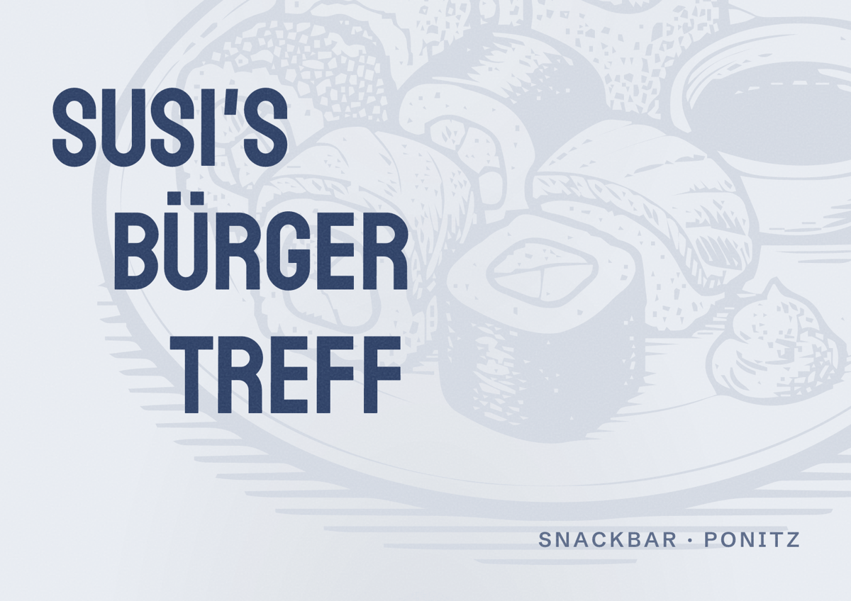 Illustriertes Poster von Susi's Bürger Treff, Snackbar in Ponitz