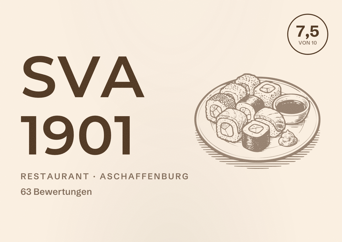 Illustriertes Poster von SVA 1901, Restaurant in Aschaffenburg: Bewertung 7,5 von 10 aus 63 Bewertungen