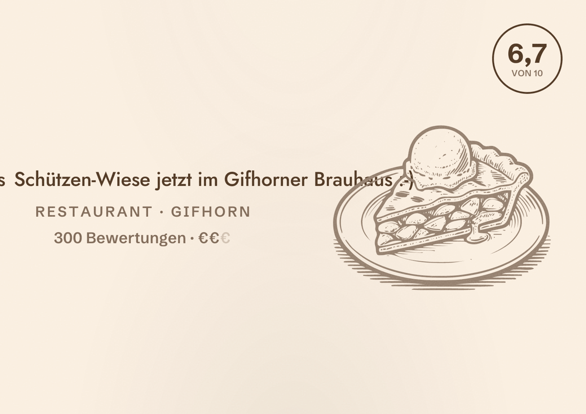 Illustriertes Poster von Sven’s Schützen-Wiese jetzt im Gifhorner Brauhaus :-), Restaurant in Gifhorn: Bewertung 6,7 von 10 aus 300 Bewertungen, Preisniveau €€