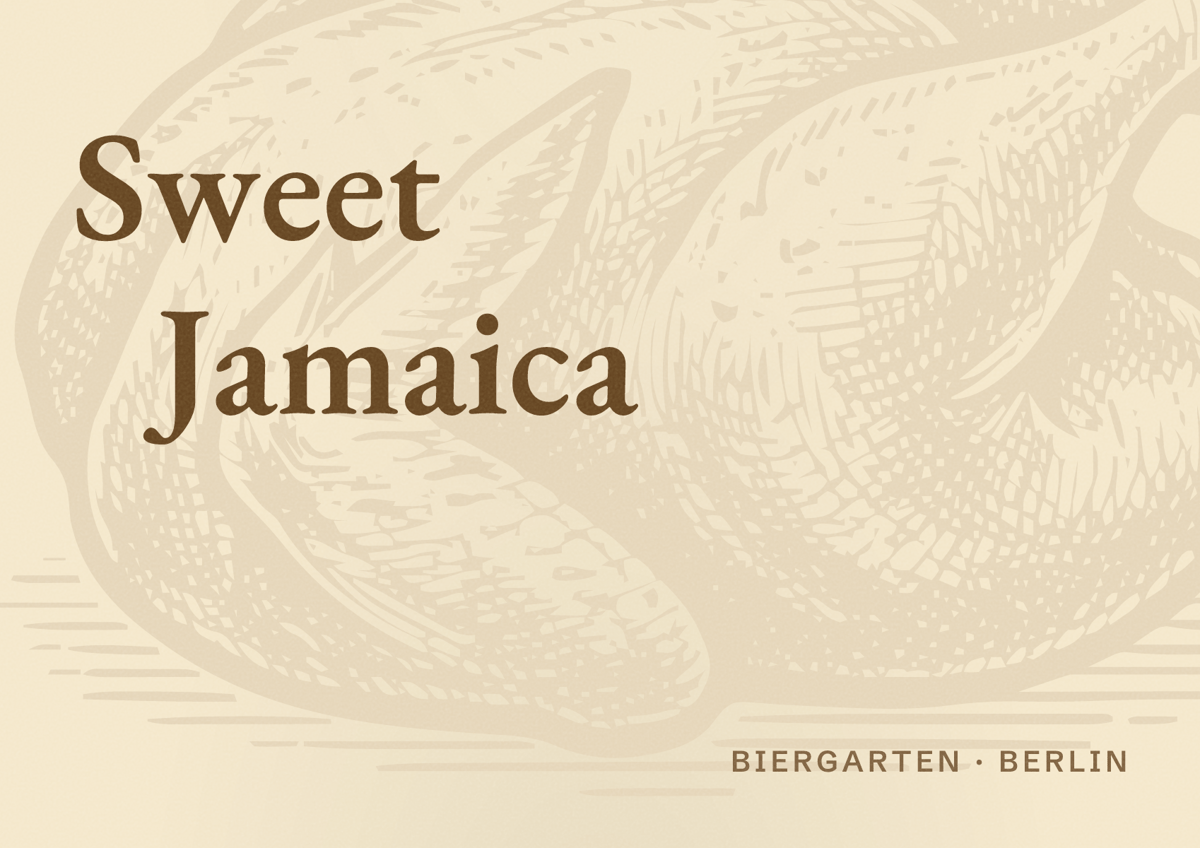 Illustriertes Poster von Sweet Jamaica, Biergarten in Berlin