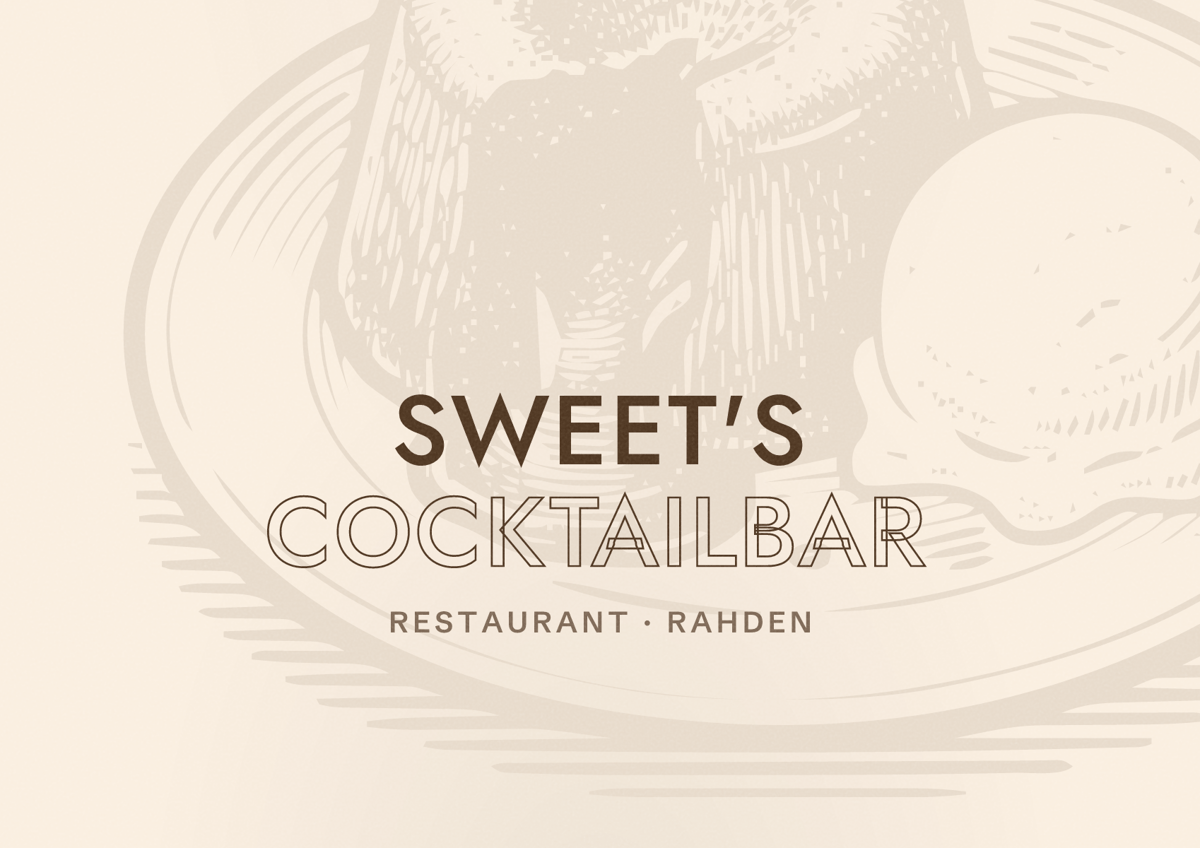 Illustriertes Poster von Sweet's Cocktailbar, Restaurant in Rahden
