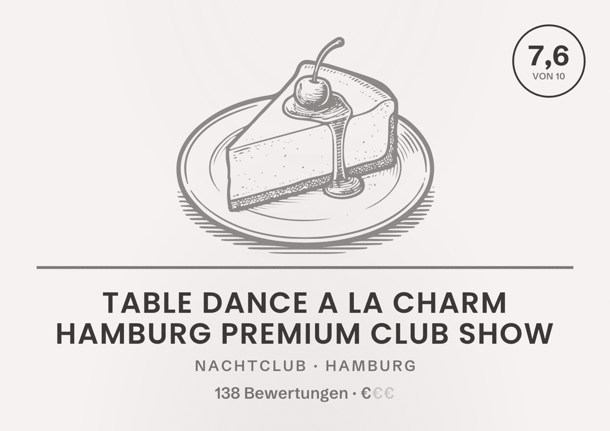Illustriertes Poster von Table Dance A La Charm Hamburg Premium Club Show, Nachtclub in Hamburg: Bewertung 7,6 von 10 aus 138 Bewertungen, Preisniveau €