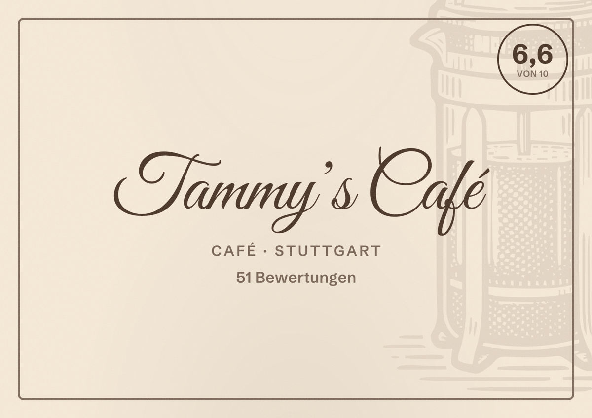 Illustriertes Poster von Tammy’s Café, Café in Stuttgart: Bewertung 6,6 von 10 aus 51 Bewertungen