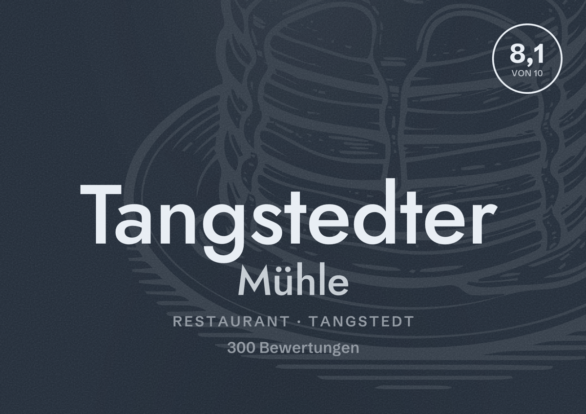 Illustriertes Poster von Tangstedter Mühle, Restaurant in Tangstedt: Bewertung 8,1 von 10 aus 300 Bewertungen