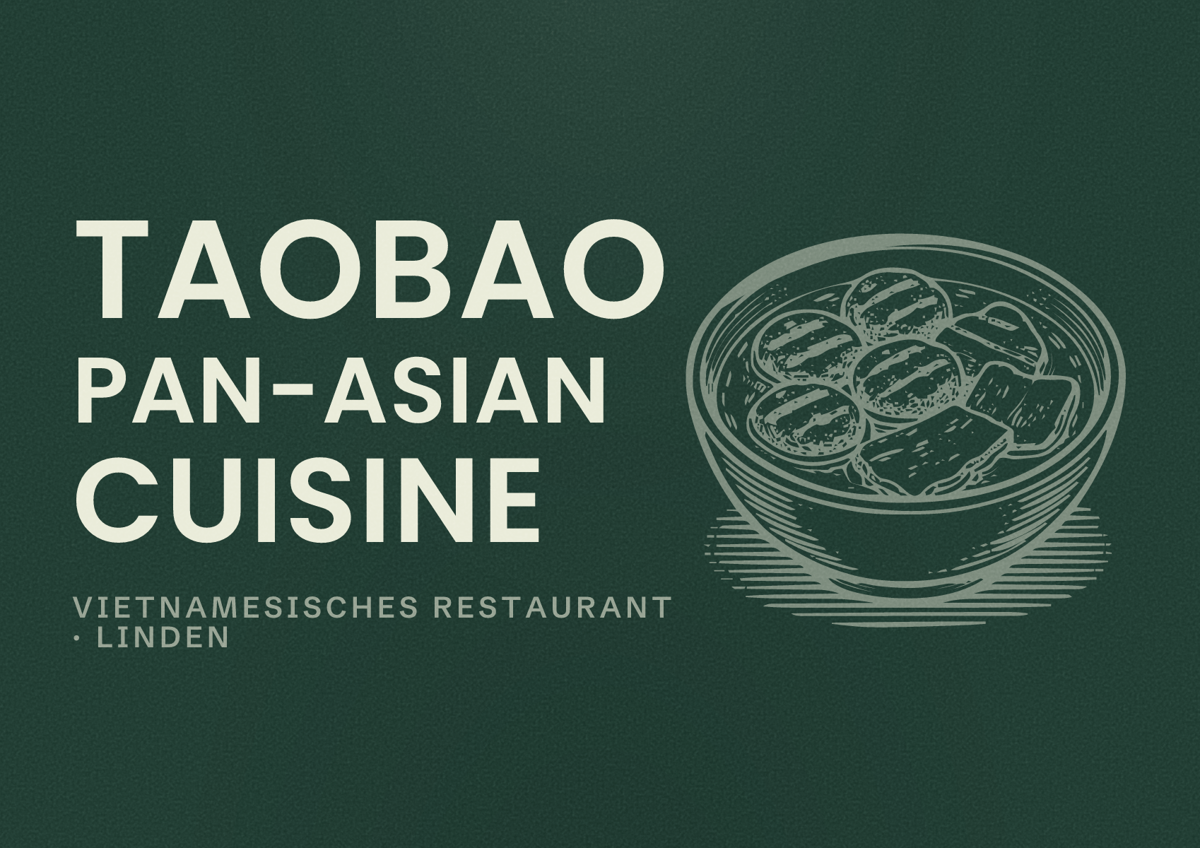 Illustriertes Poster von TaoBao Pan-Asian Cuisine, Vietnamesisches Restaurant in Linden