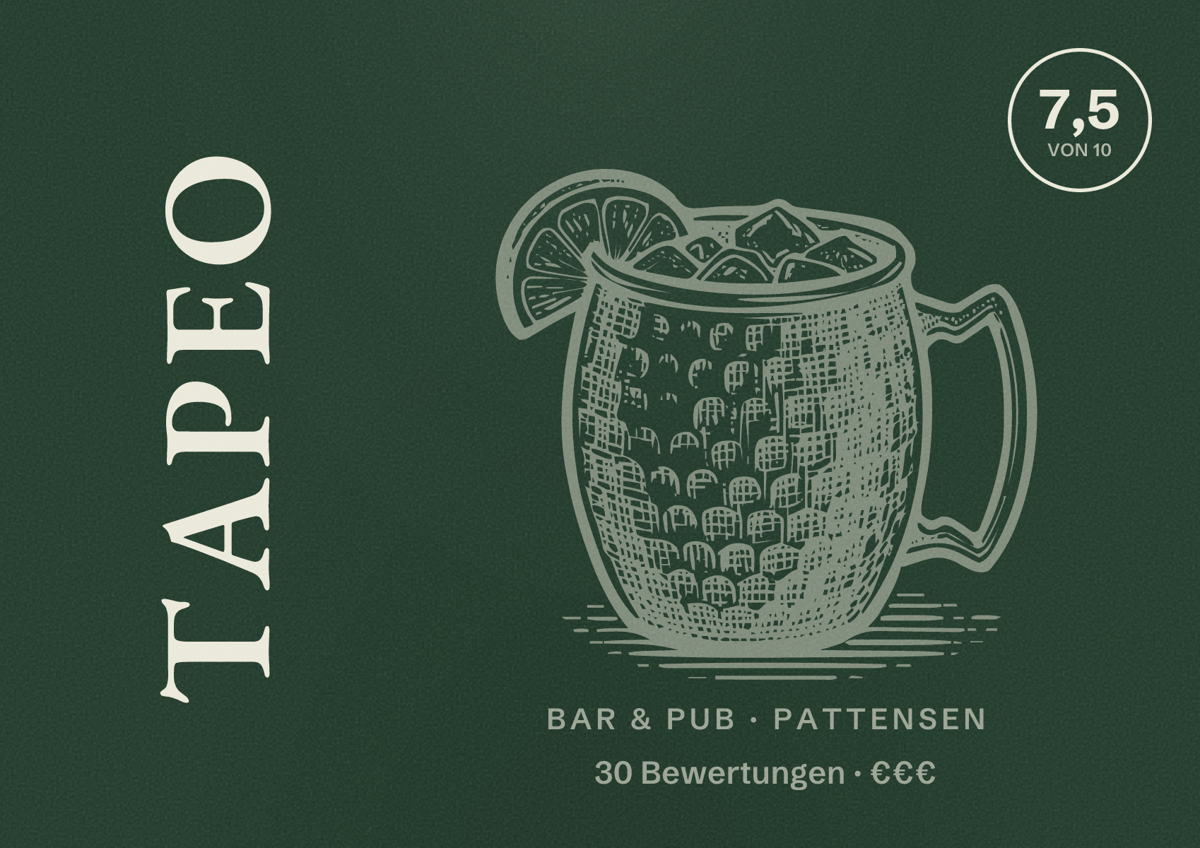 Illustriertes Poster von Tapeo, Bar & Pub in Pattensen: Bewertung 7,5 von 10 aus 30 Bewertungen, Preisniveau €€€