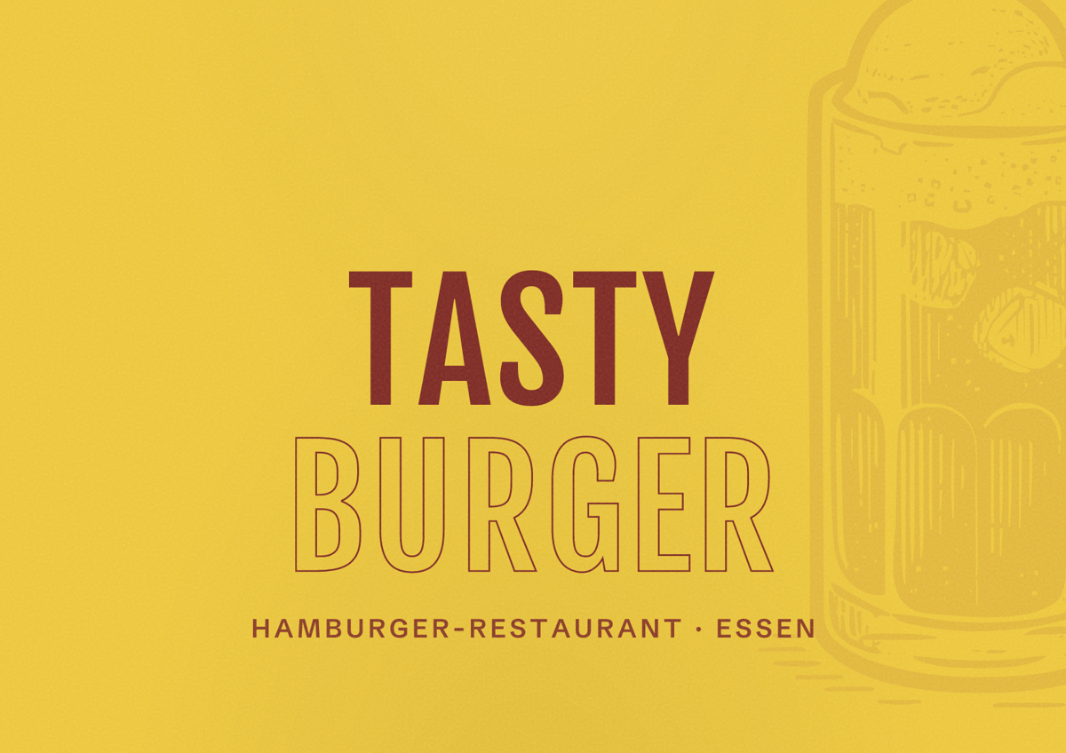 Illustriertes Poster von Tasty Burger, Hamburger-Restaurant in Essen