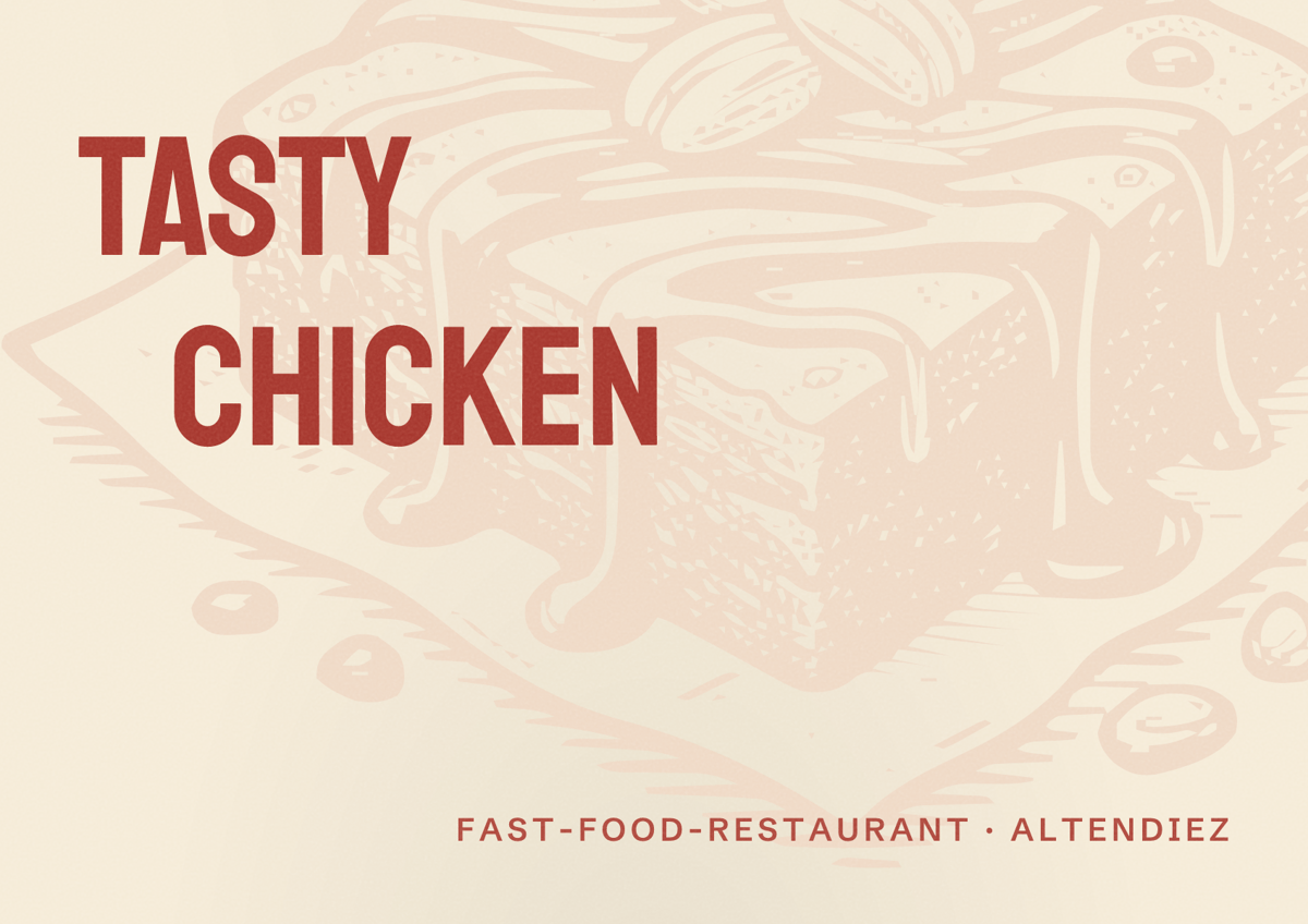 Illustriertes Poster von Tasty Chicken, Fast-Food-Restaurant in Altendiez