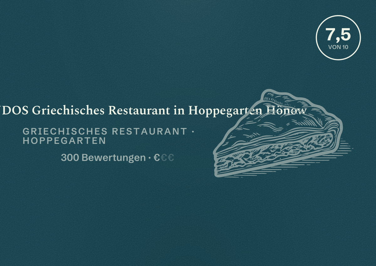 Illustriertes Poster von Taverna LINDOS Griechisches Restaurant in Hoppegarten Hönow, Griechisches Restaurant in Hoppegarten: Bewertung 7,5 von 10 aus 300 Bewertungen, Preisniveau €