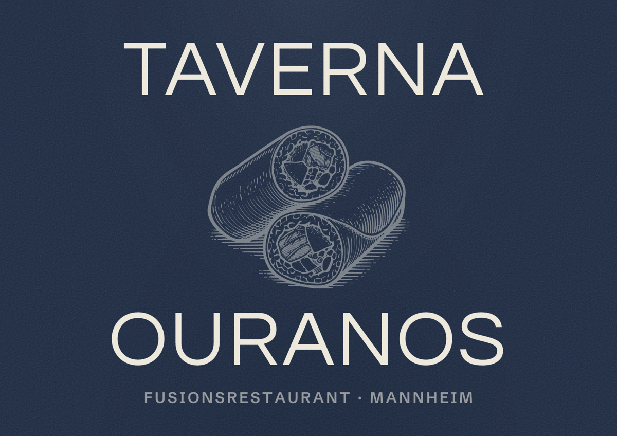 Illustriertes Poster von Taverna Ouranos, Fusionsrestaurant in Mannheim