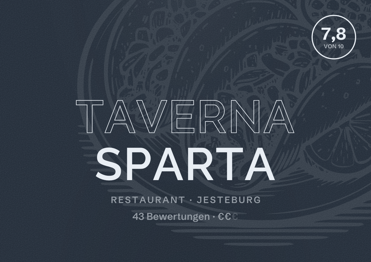 Illustriertes Poster von Taverna sparta, Restaurant in Jesteburg: Bewertung 7,8 von 10 aus 43 Bewertungen, Preisniveau €€