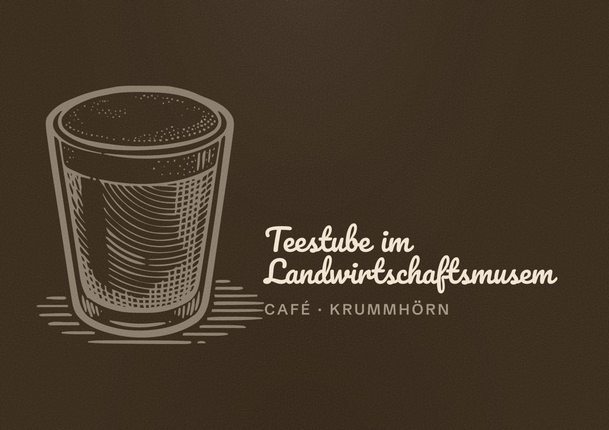 Illustriertes Poster von Teestube im Landwirtschaftsmusem, Café in Krummhörn