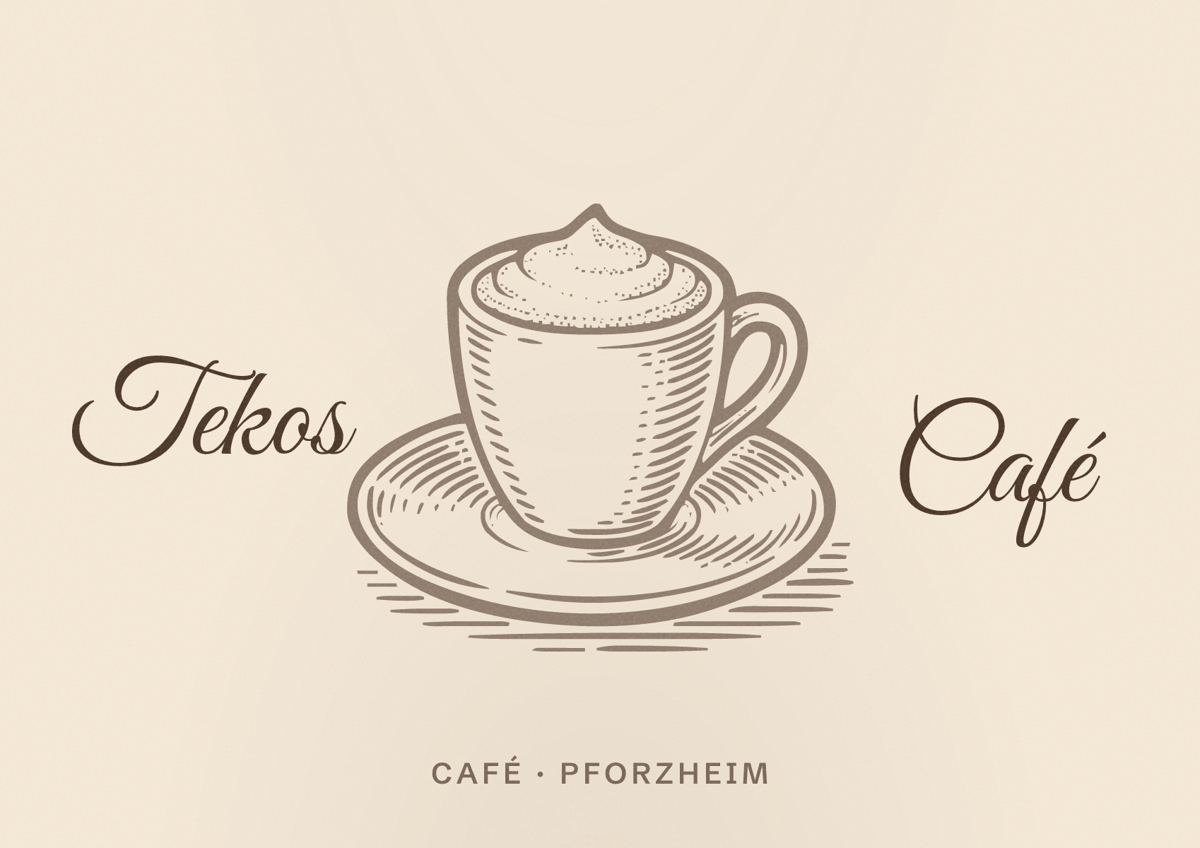 Illustriertes Poster von Tekos Café, Café in Pforzheim