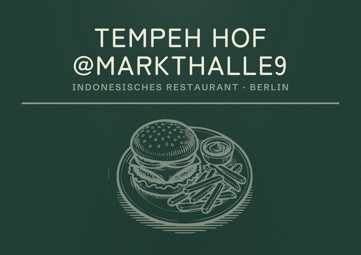 Illustriertes Poster von Tempeh Hof @Markthalle9, Indonesisches Restaurant in Berlin