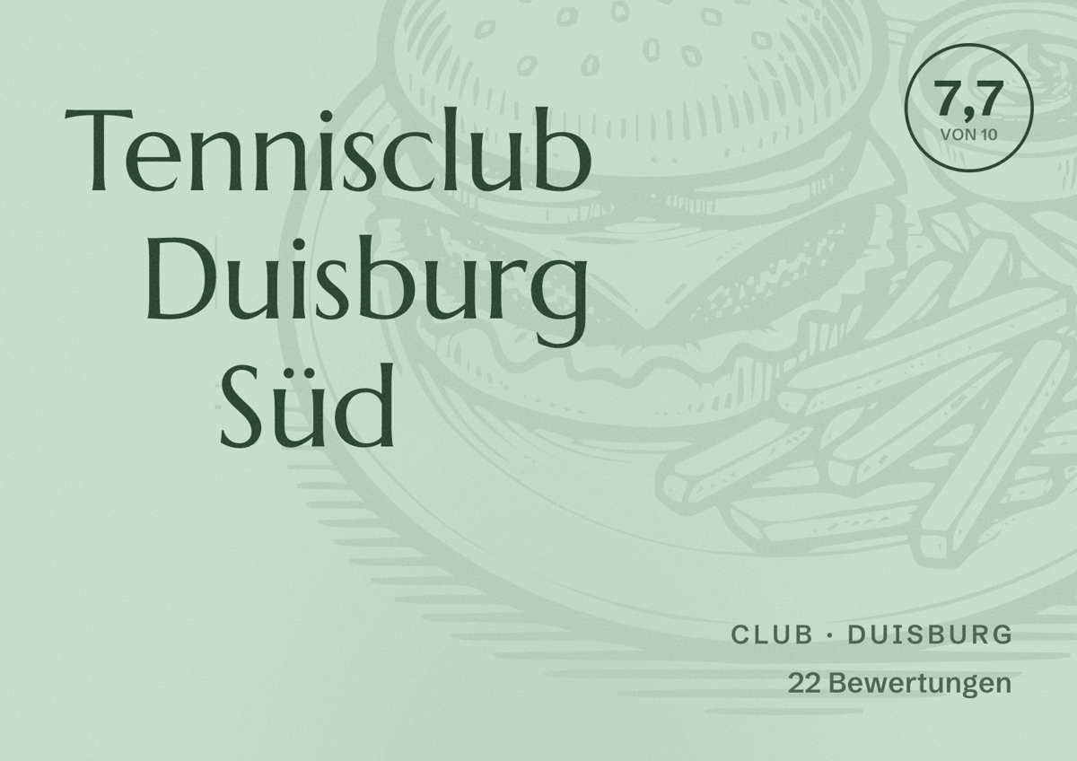Illustriertes Poster von Tennisclub Duisburg Süd, Club in Duisburg: Bewertung 7,7 von 10 aus 22 Bewertungen