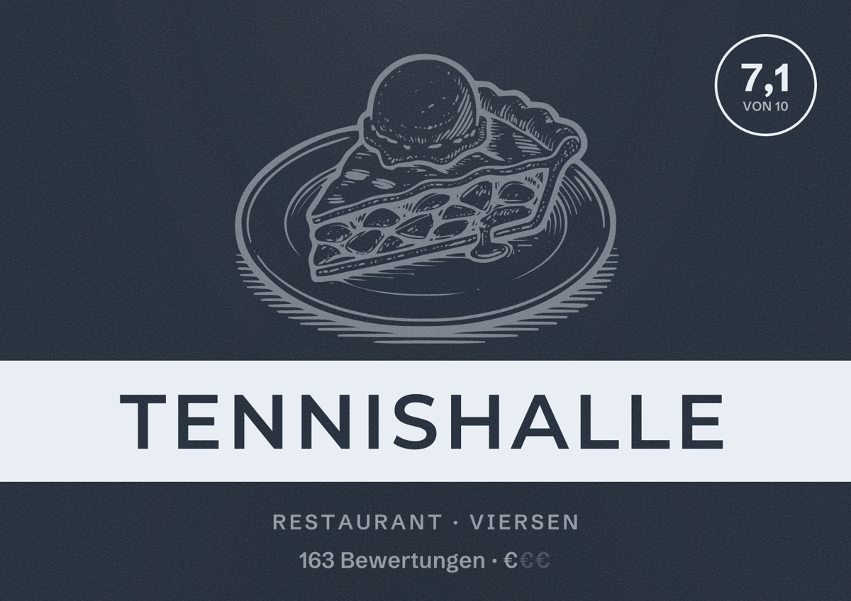 Illustriertes Poster von Tennishalle, Restaurant in Viersen: Bewertung 7,1 von 10 aus 163 Bewertungen, Preisniveau €