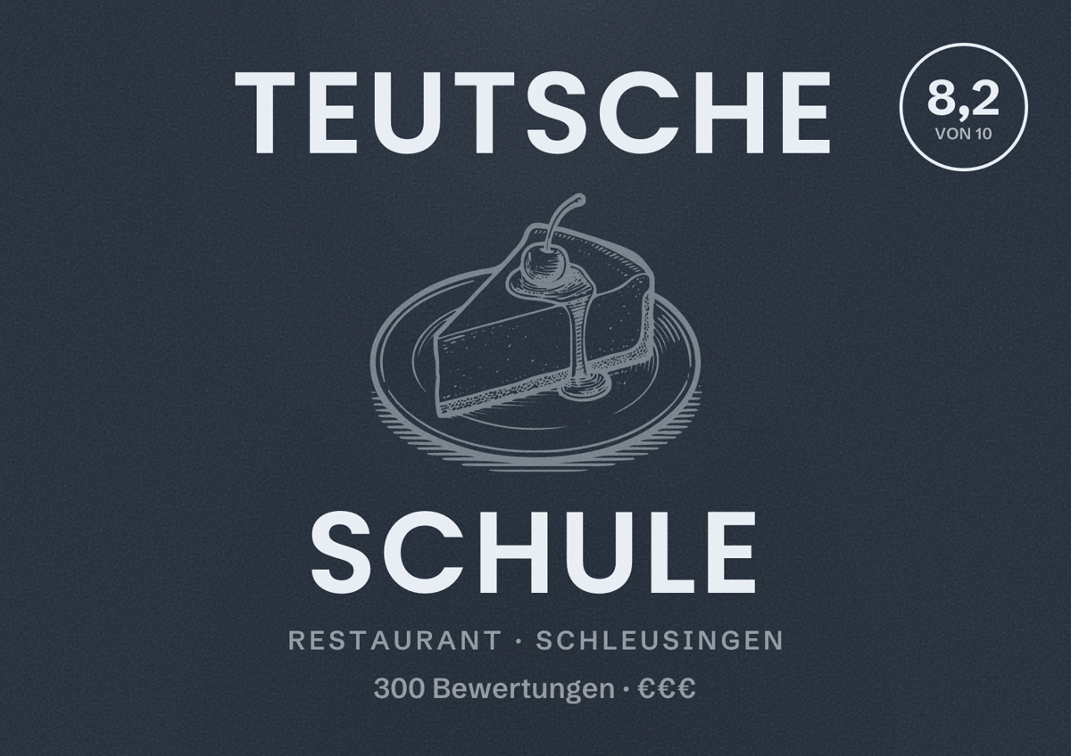 Illustriertes Poster von Teutsche Schule, Restaurant in Schleusingen: Bewertung 8,2 von 10 aus 300 Bewertungen, Preisniveau €€€