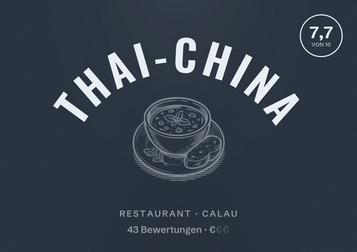 Illustriertes Poster von Thai-China, Restaurant in Calau: Bewertung 7,7 von 10 aus 43 Bewertungen, Preisniveau €