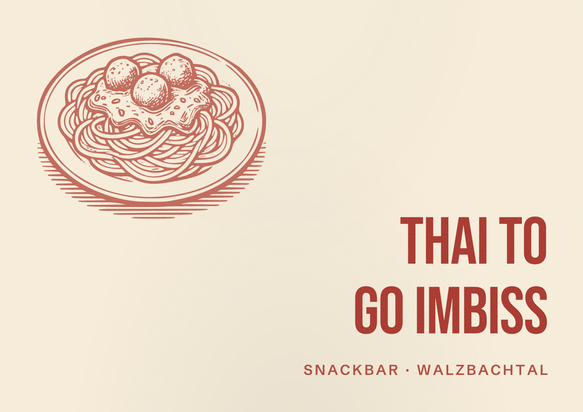 Illustriertes Poster von Thai to Go Imbiss, Snackbar in Walzbachtal