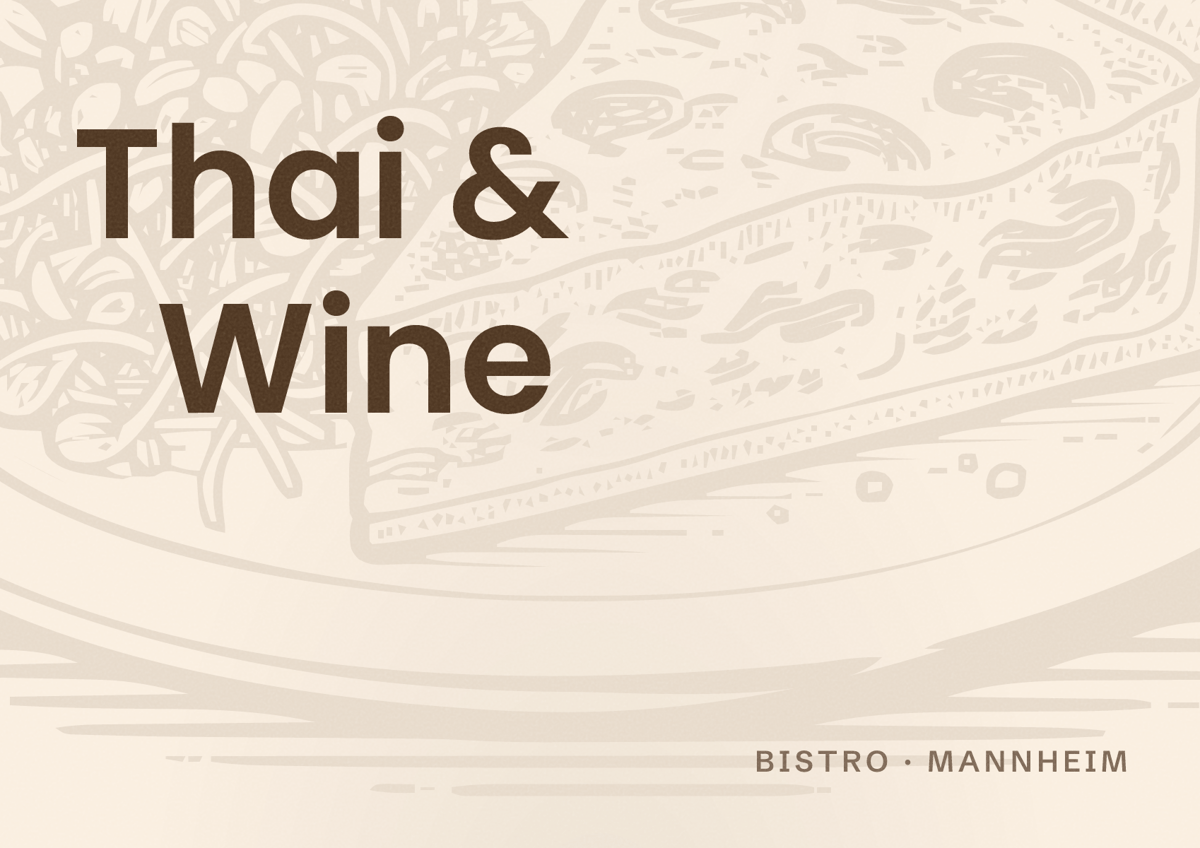 Illustriertes Poster von Thai & Wine, Bistro in Mannheim