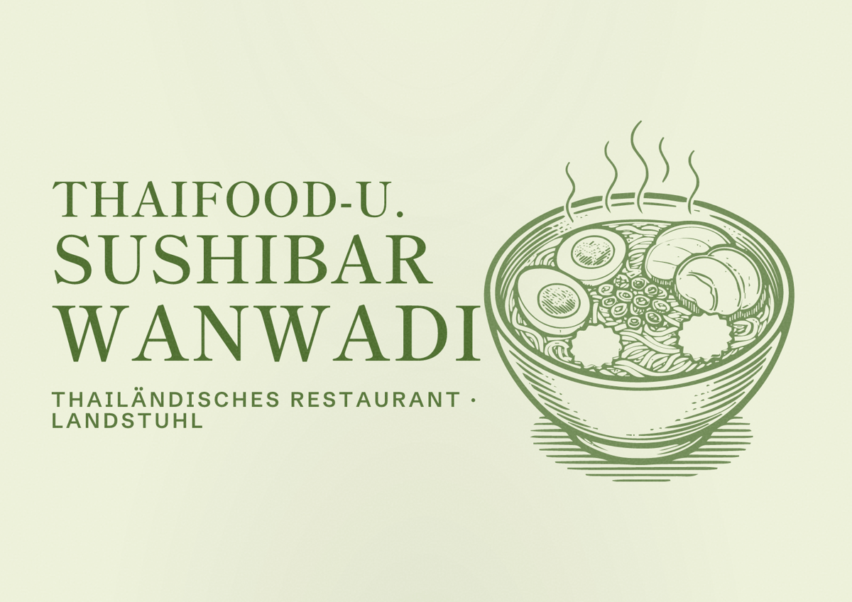 Illustriertes Poster von Thaifood-u. Sushibar Wanwadi, Thailändisches Restaurant in Landstuhl