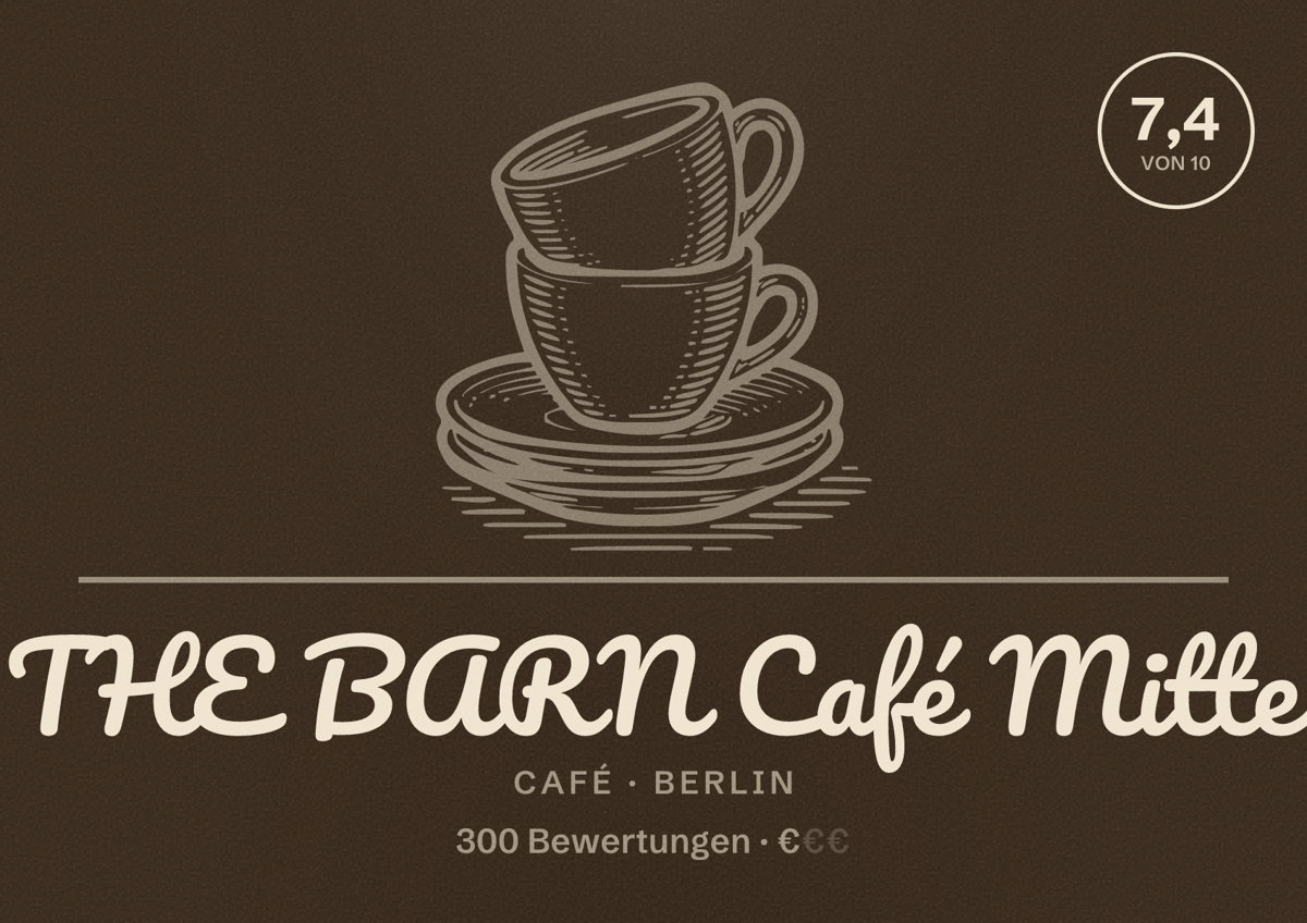 Illustriertes Poster von THE BARN Café Mitte, Café in Berlin: Bewertung 7,4 von 10 aus 300 Bewertungen, Preisniveau €