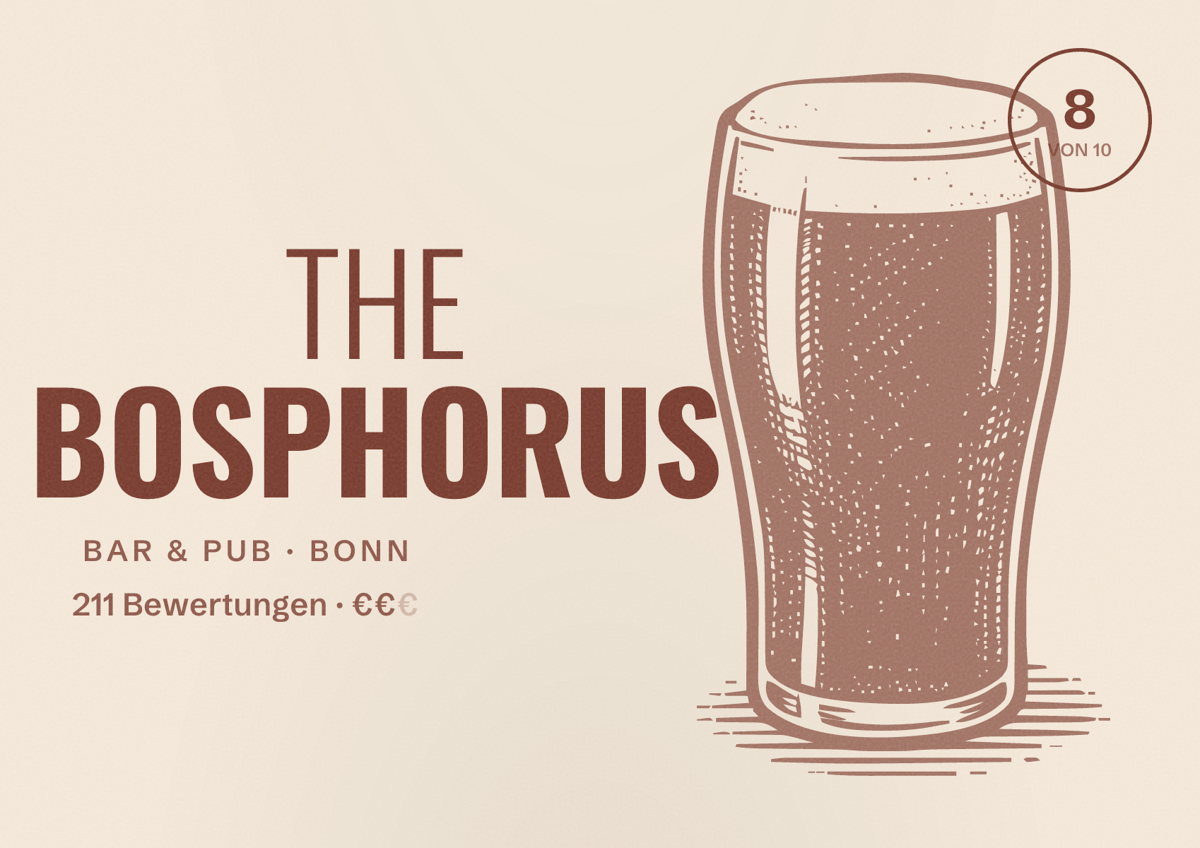 Illustriertes Poster von THE BOSPHORUS, Bar & Pub in Bonn: Bewertung 7,7 von 10 aus 138 Bewertungen, Preisniveau €