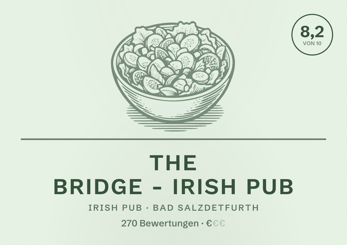 Illustriertes Poster von The Bridge - Irish Pub, Irish Pub in Bad Salzdetfurth: Bewertung 8,2 von 10 aus 270 Bewertungen, Preisniveau €