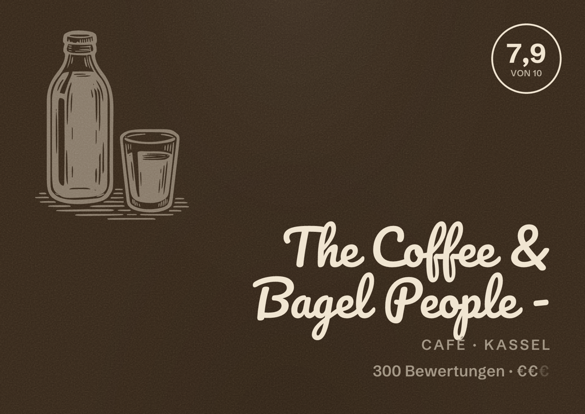 Illustriertes Poster von The Coffee & Bagel People -, Café in Kassel: Bewertung 7,9 von 10 aus 300 Bewertungen, Preisniveau €€