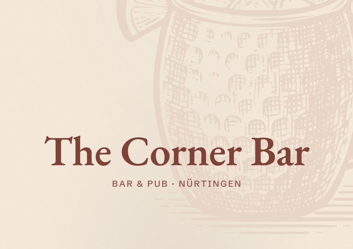 Illustriertes Poster von The Corner Bar, Bar & Pub in Nürtingen
