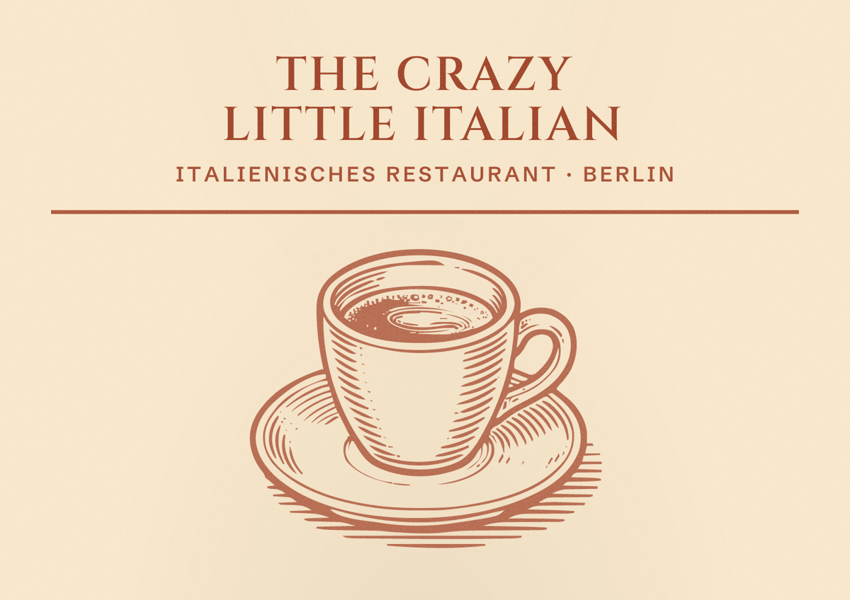 Illustriertes Poster von The Crazy Little Italian, Italienisches Restaurant in Berlin