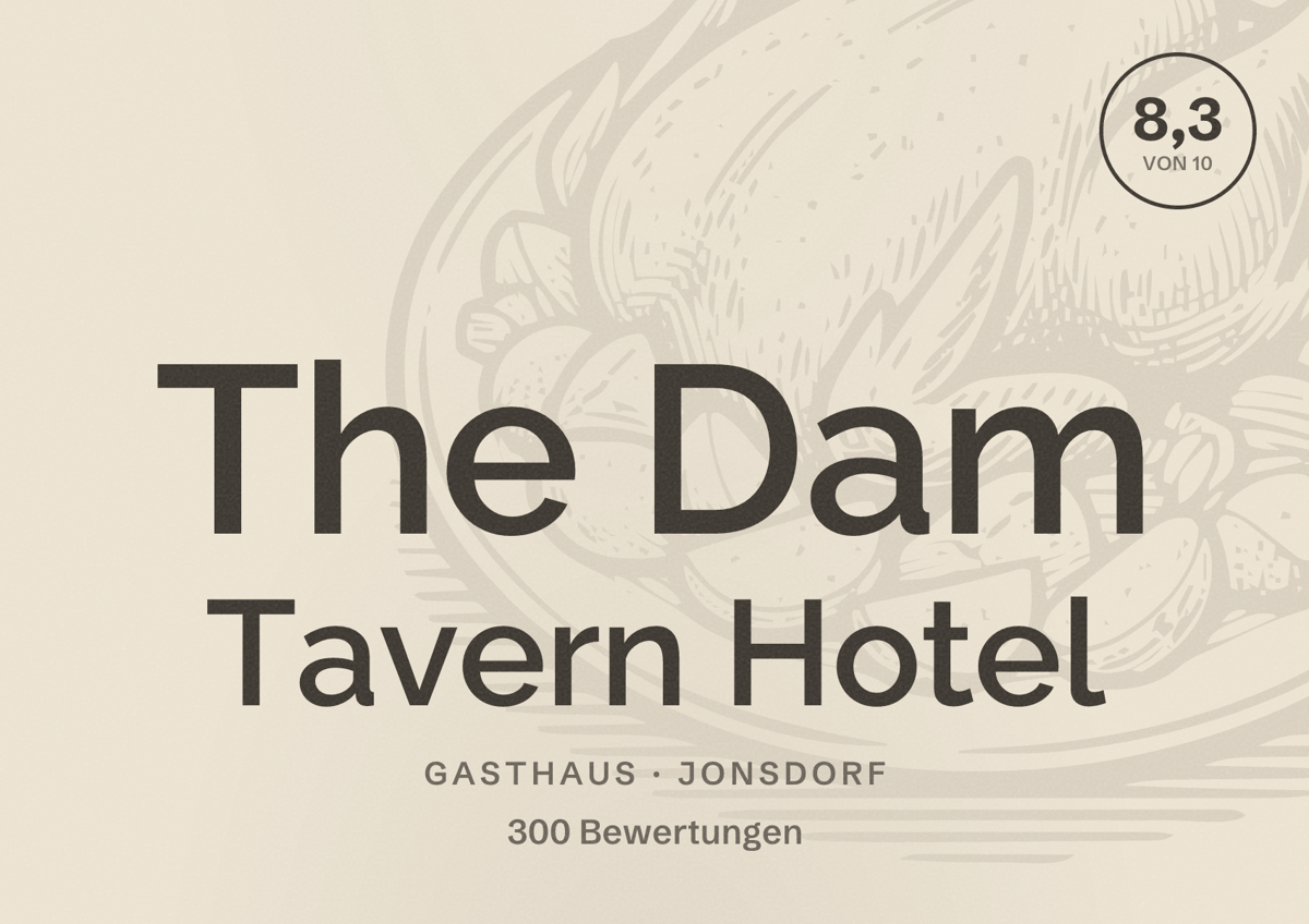 Illustriertes Poster von The Dam Tavern Hotel, Gasthaus in Jonsdorf: Bewertung 8,3 von 10 aus 300 Bewertungen