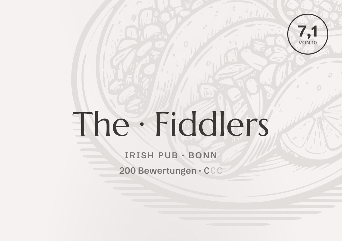 Illustriertes Poster von The Fiddlers, Irish Pub in Bonn: Bewertung 7,1 von 10 aus 200 Bewertungen, Preisniveau €