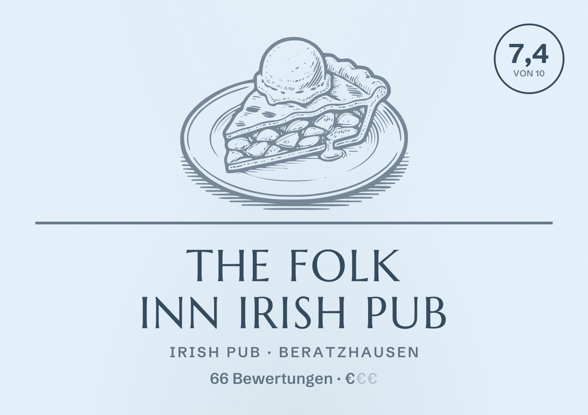 Illustriertes Poster von The Folk Inn Irish Pub, Irish Pub in Beratzhausen: Bewertung 7,4 von 10 aus 66 Bewertungen, Preisniveau €