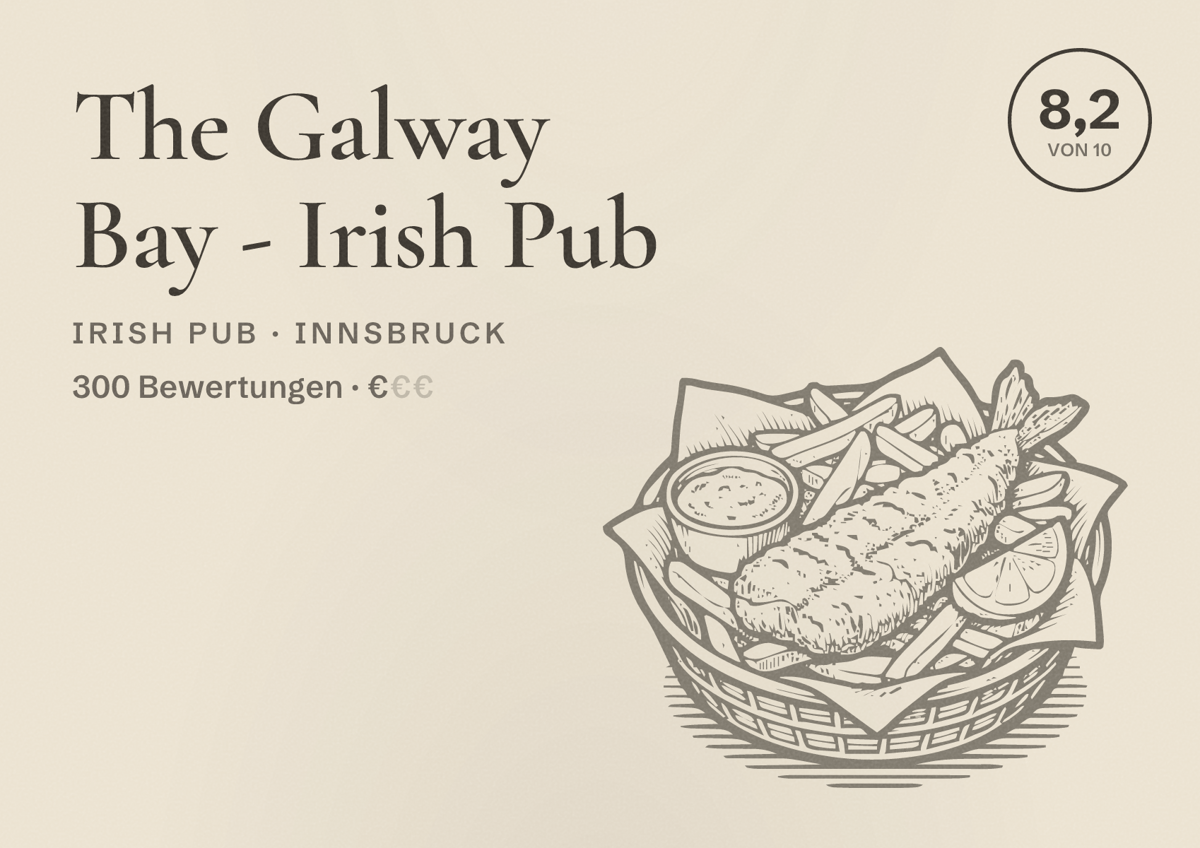 Illustriertes Poster von The Galway Bay - Irish Pub, Irish Pub in Innsbruck: Bewertung 8,2 von 10 aus 300 Bewertungen, Preisniveau €