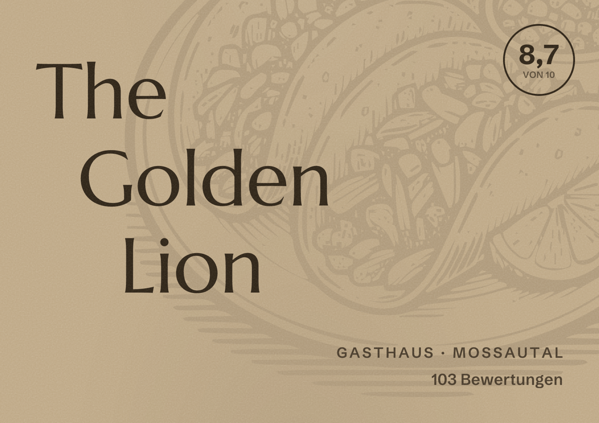 Illustriertes Poster von The Golden Lion, Gasthaus in Mossautal: Bewertung 8,7 von 10 aus 103 Bewertungen