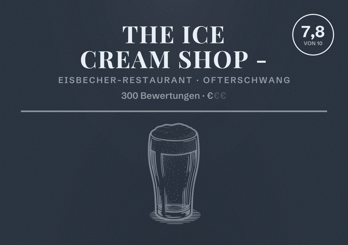 Illustriertes Poster von The ice cream shop -, Eisbecher-Restaurant in Ofterschwang: Bewertung 7,8 von 10 aus 300 Bewertungen, Preisniveau €