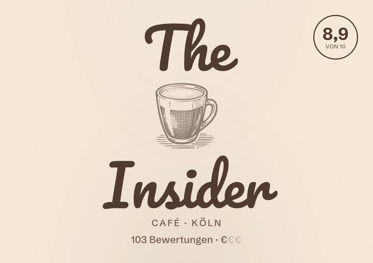 Illustriertes Poster von The Insider, Café in Köln: Bewertung 8,9 von 10 aus 103 Bewertungen, Preisniveau €
