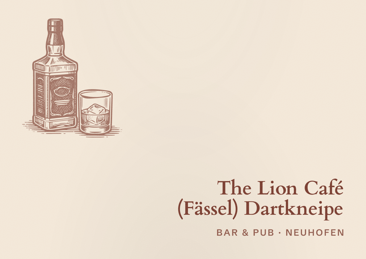 Illustriertes Poster von The Lion Café (Fässel) Dartkneipe, Bar & Pub in Neuhofen
