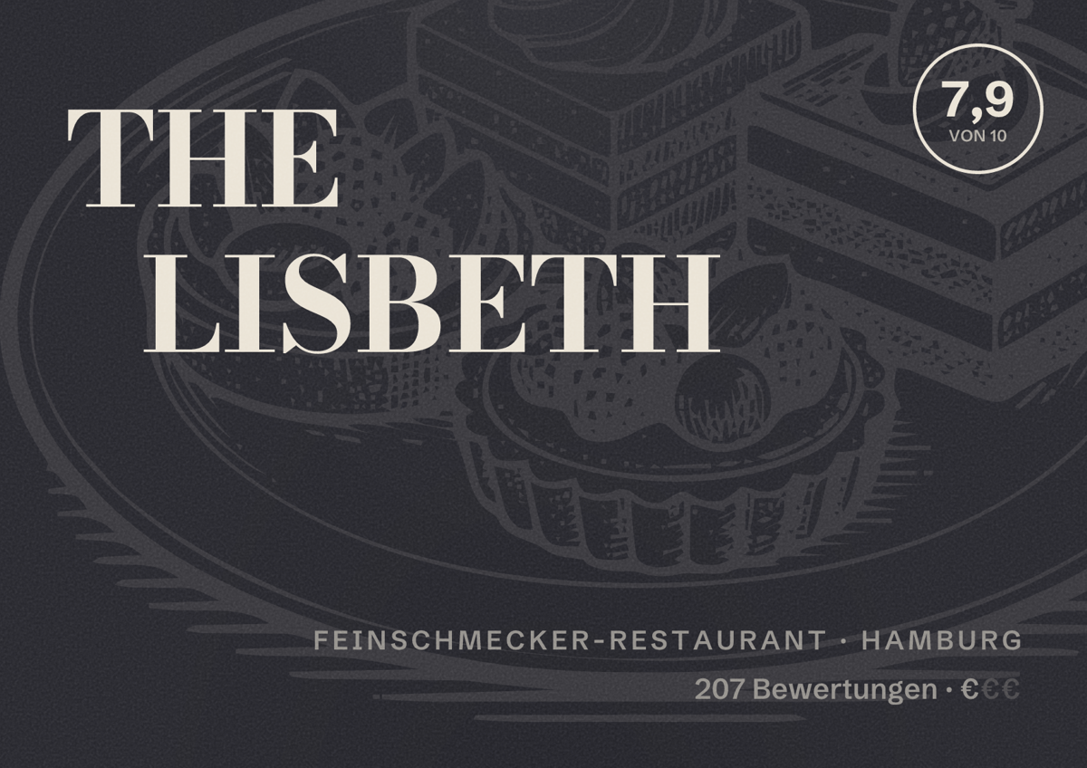Illustriertes Poster von THE LISBETH, Feinschmecker-Restaurant in Hamburg: Bewertung 7,9 von 10 aus 207 Bewertungen, Preisniveau €