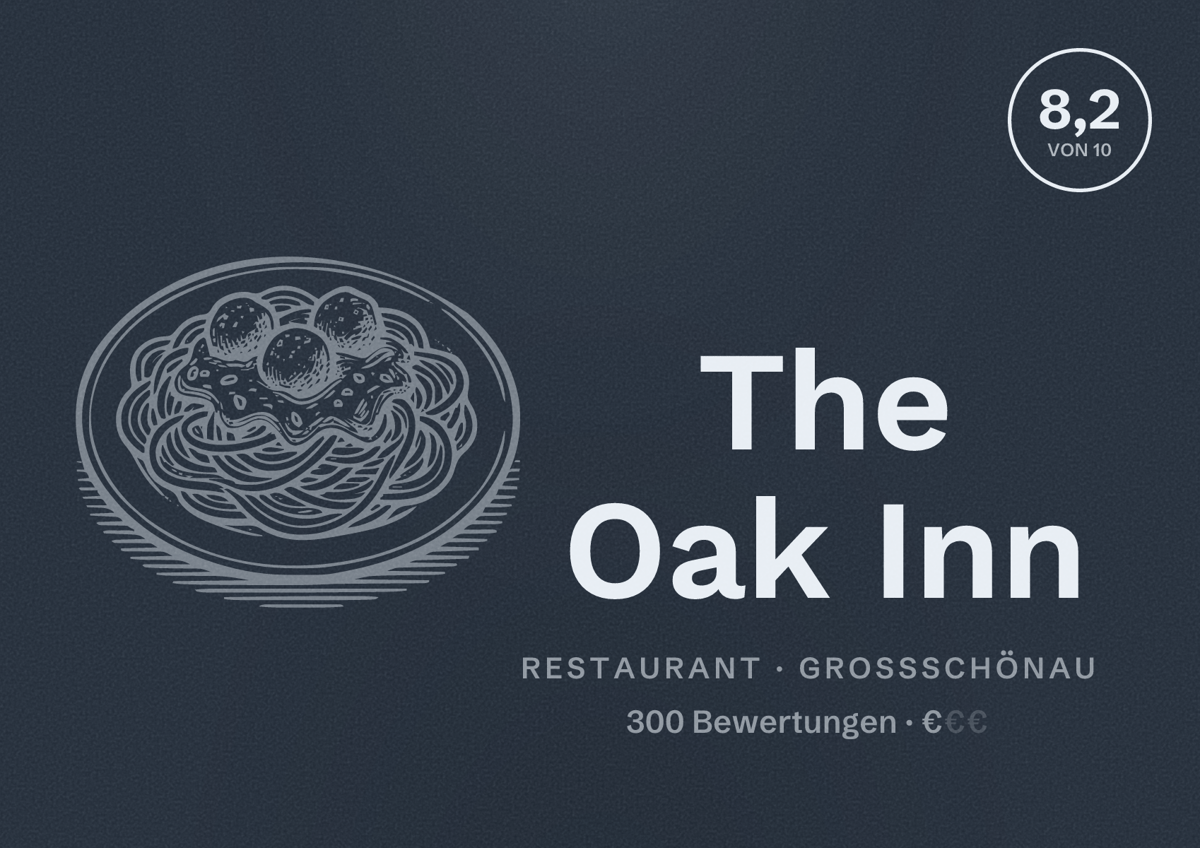 Illustriertes Poster von The Oak Inn, Restaurant in Großschönau: Bewertung 8,2 von 10 aus 300 Bewertungen, Preisniveau €