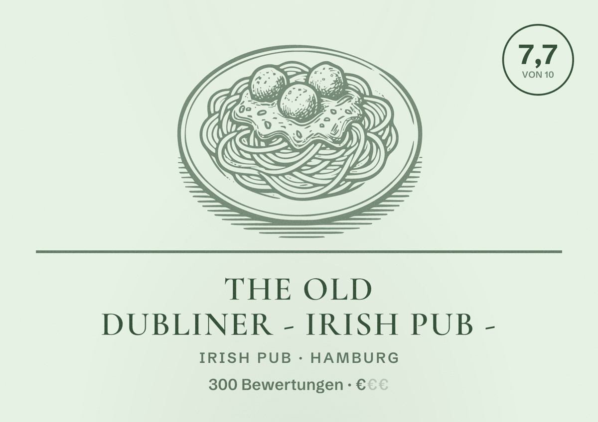 Illustriertes Poster von The Old Dubliner - Irish Pub -, Irish Pub in Hamburg: Bewertung 7,7 von 10 aus 300 Bewertungen, Preisniveau €