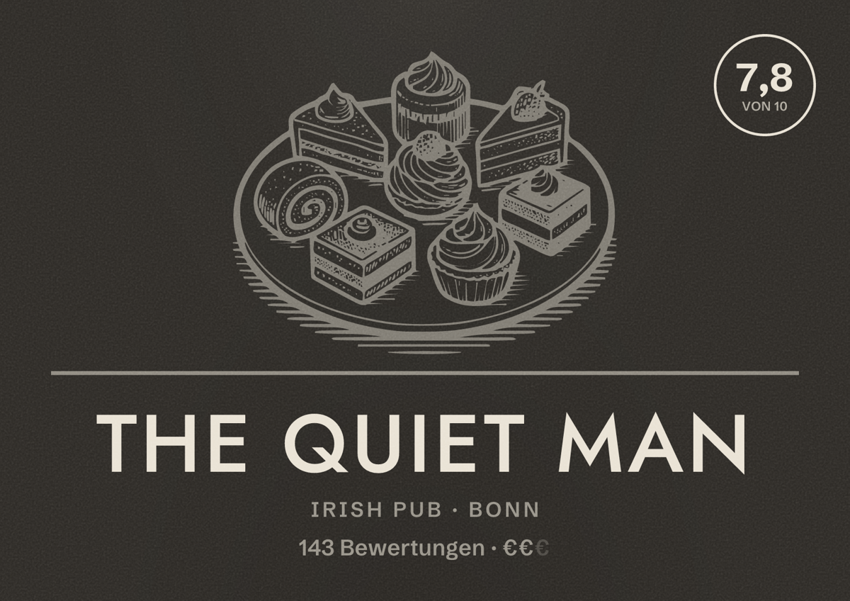 Illustriertes Poster von The Quiet Man, Irish Pub in Bonn: Bewertung 7,8 von 10 aus 143 Bewertungen, Preisniveau €€