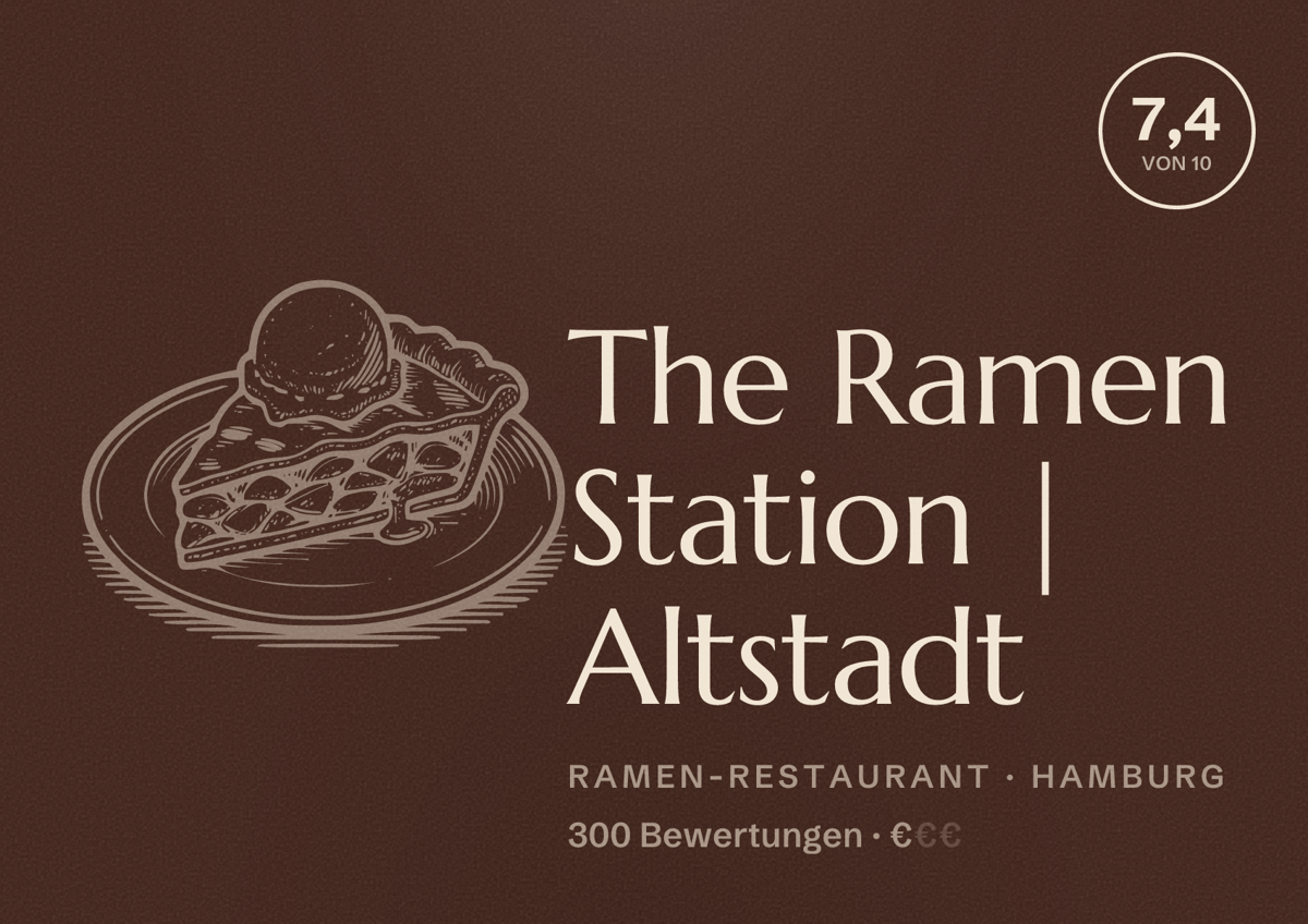 Illustriertes Poster von The Ramen Station | Altstadt, Ramen-Restaurant in Hamburg: Bewertung 7,4 von 10 aus 300 Bewertungen, Preisniveau €